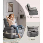 Sillón reclinable giratorio extra ancho GustoWave para adultos, sofá reclinable de masaje, mecedora tapizada para guardería