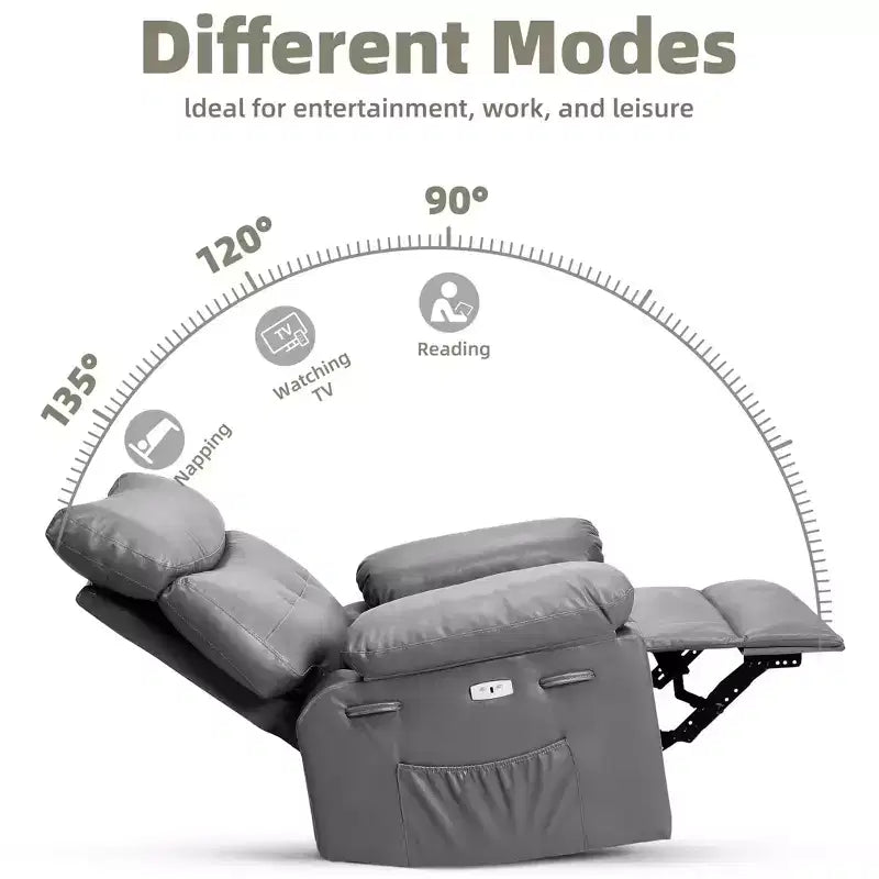 Sillón reclinable giratorio extra ancho GustoWave para adultos, sofá reclinable de masaje, mecedora tapizada para guardería