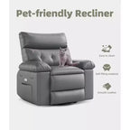 Sillón reclinable giratorio extra ancho GustoWave para adultos, sofá reclinable de masaje, mecedora tapizada para guardería