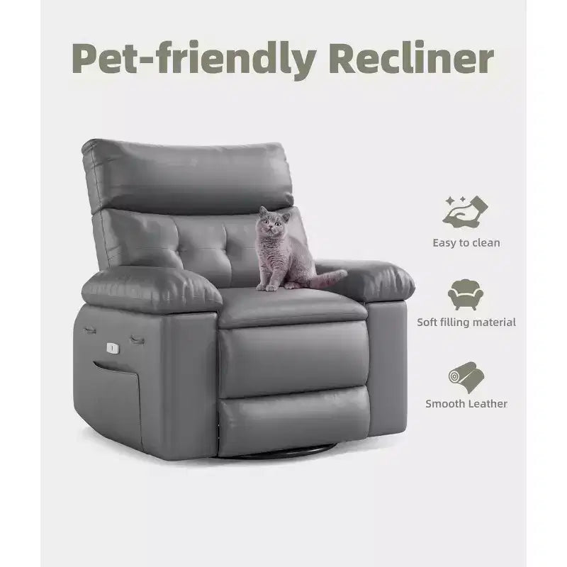 Sillón reclinable giratorio extra ancho GustoWave para adultos, sofá reclinable de masaje, mecedora tapizada para guardería