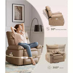 Sillón reclinable giratorio extra ancho GustoWave para adultos, sofá reclinable de masaje, mecedora tapizada para guardería