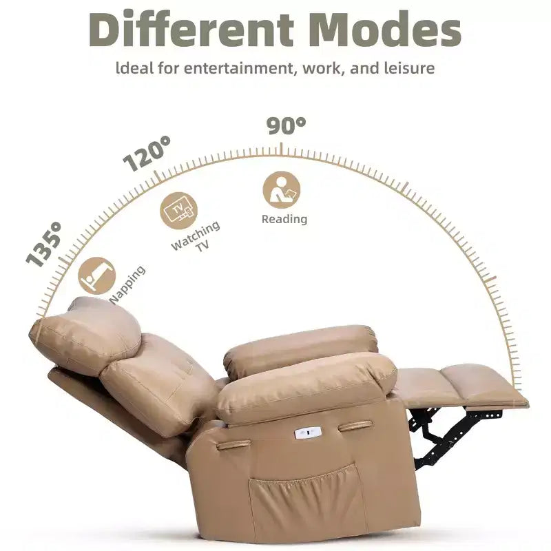 Sillón reclinable giratorio extra ancho GustoWave para adultos, sofá reclinable de masaje, mecedora tapizada para guardería