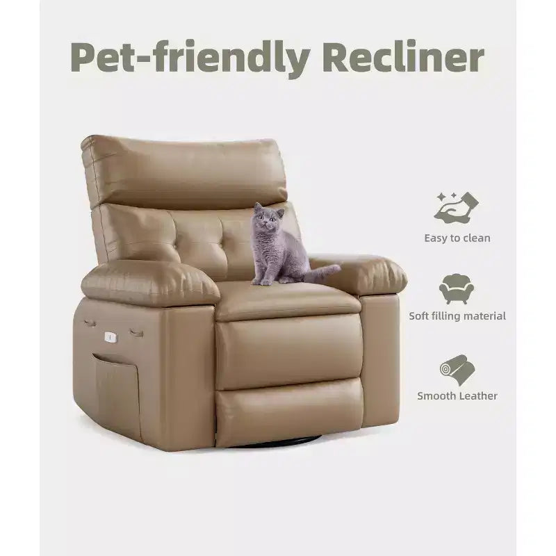 Sillón reclinable giratorio extra ancho GustoWave para adultos, sofá reclinable de masaje, mecedora tapizada para guardería