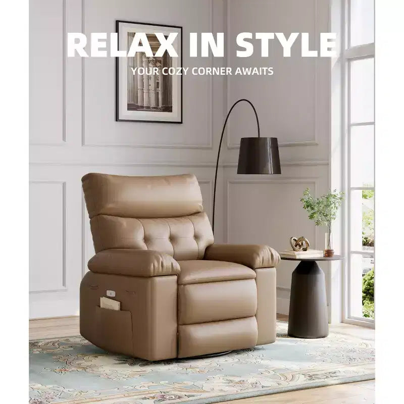 Sillón reclinable giratorio extra ancho GustoWave para adultos, sofá reclinable de masaje, mecedora tapizada para guardería