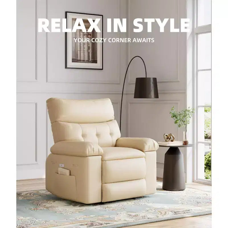 Sillón reclinable giratorio extra ancho GustoWave para adultos, sofá reclinable de masaje, mecedora tapizada para guardería