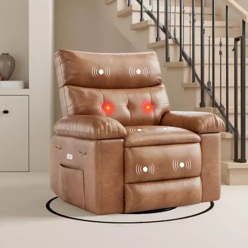 Sillón reclinable giratorio extra ancho GustoWave para adultos, sofá reclinable de masaje, mecedora tapizada para guardería