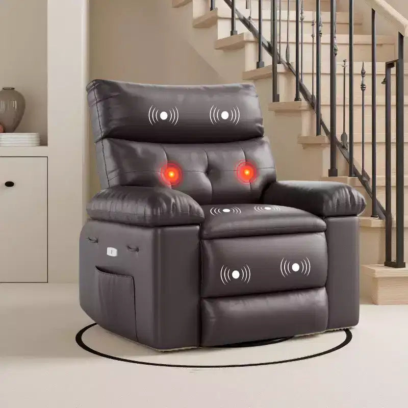 Sillón reclinable giratorio extra ancho GustoWave para adultos, sofá reclinable de masaje, mecedora tapizada para guardería