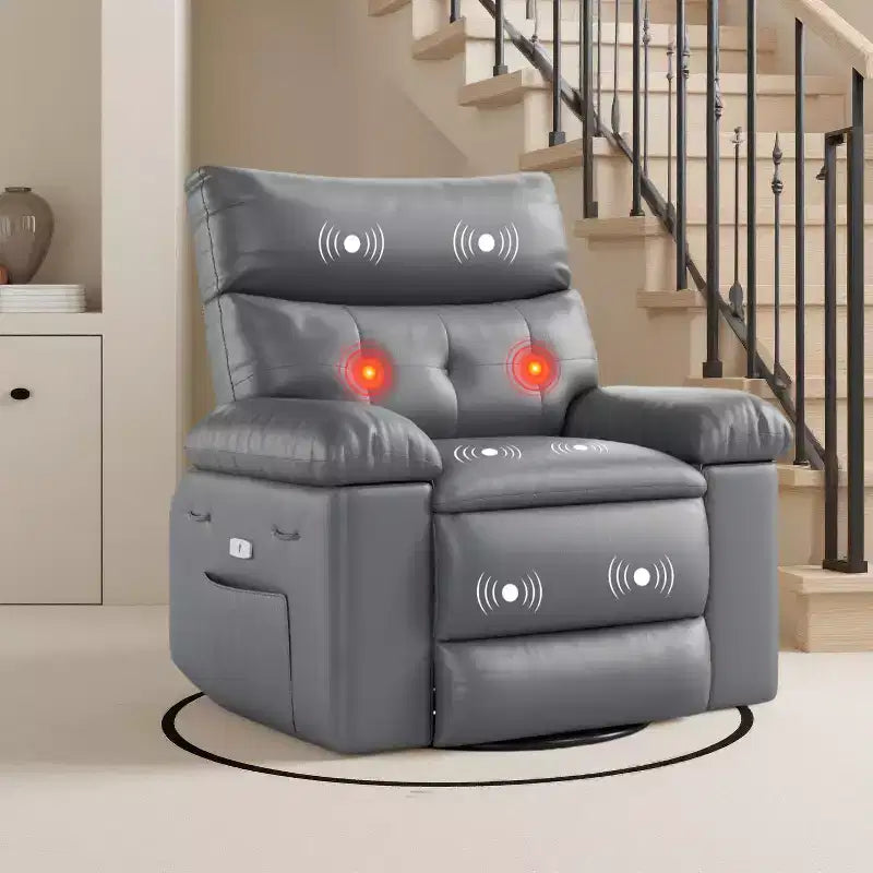 Sillón reclinable giratorio extra ancho GustoWave para adultos, sofá reclinable de masaje, mecedora tapizada para guardería