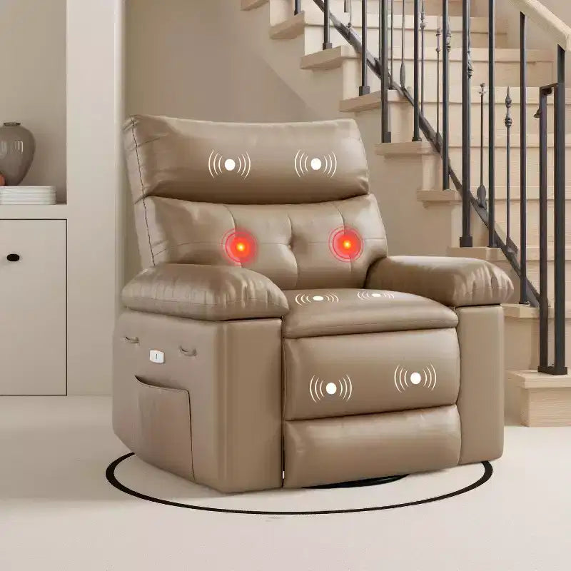 Sillón reclinable giratorio extra ancho GustoWave para adultos, sofá reclinable de masaje, mecedora tapizada para guardería