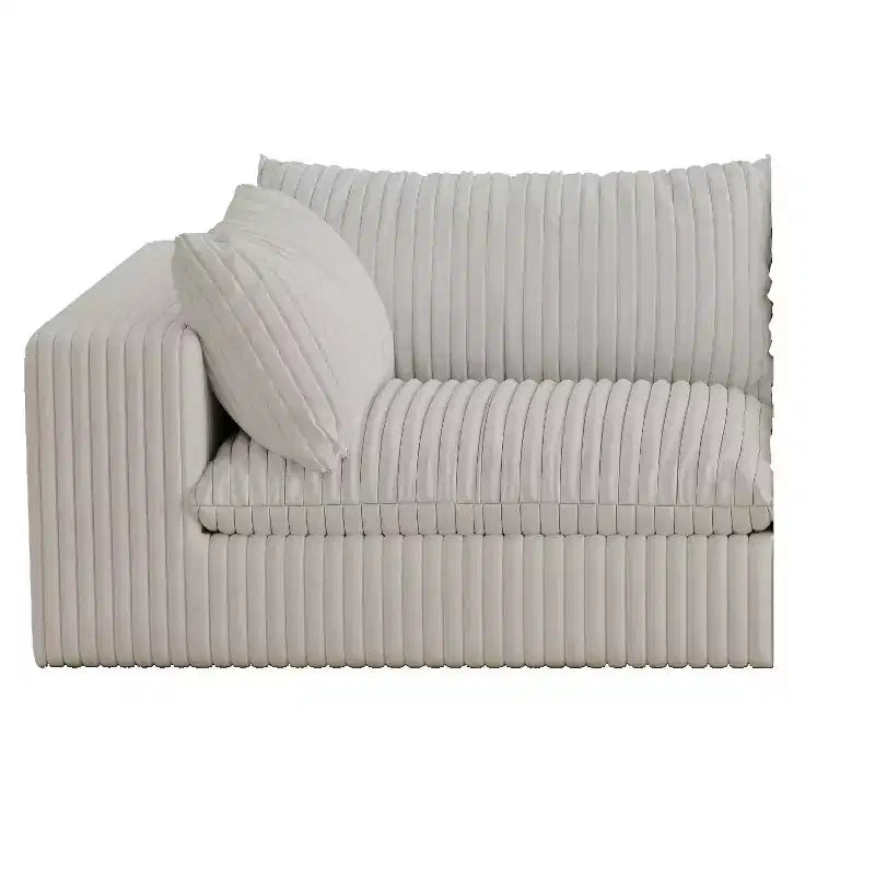 MAYEERTY 118.2 Sofá nube de pana blanca con asiento profundo, cojín extraíble de doble capa, no requiere montaje, para múltiples habitaciones