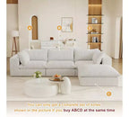 MAYEERTY 118.2 Sofá nube de pana blanca con asiento profundo, cojín extraíble de doble capa, no requiere montaje, para múltiples habitaciones