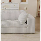 MAYEERTY 118.2 Sofá nube de pana blanca con asiento profundo, cojín extraíble de doble capa, no requiere montaje, para múltiples habitaciones