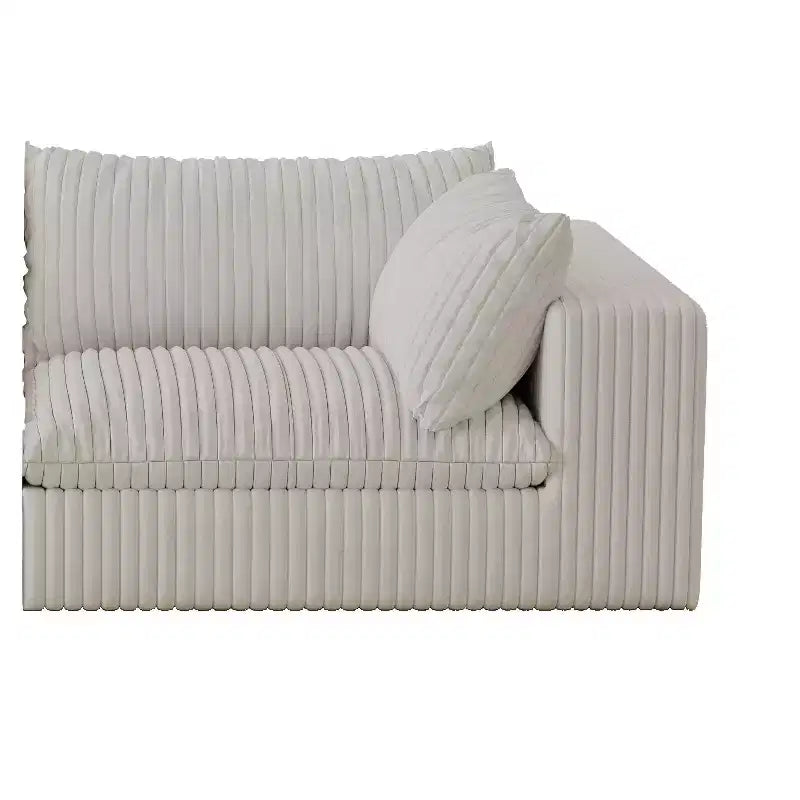 MAYEERTY 118.2 Sofá nube de pana blanca con asiento profundo, cojín extraíble de doble capa, no requiere montaje, para múltiples habitaciones