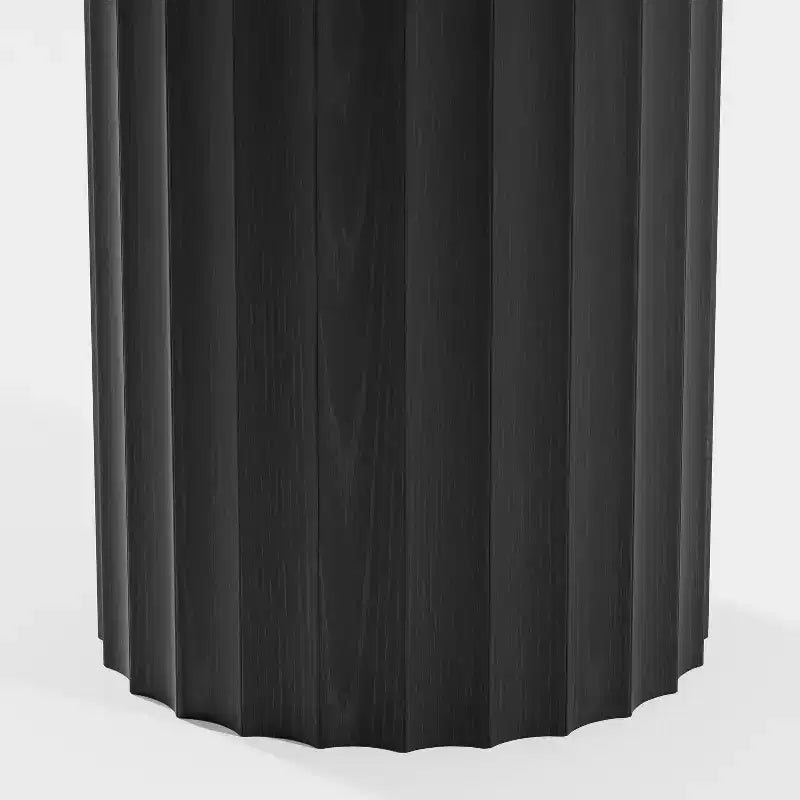 PexFix 52 Mesa de comedor redonda de madera, mesa de cocina para 4-6 personas con tablero de borde arqueado y pedestal estriado para sala de estar/comedor, café, oficina, negra
