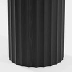 PexFix 52 Mesa de comedor redonda de madera, mesa de cocina para 4-6 personas con tablero de borde arqueado y pedestal estriado para sala de estar/comedor, café, oficina, negra