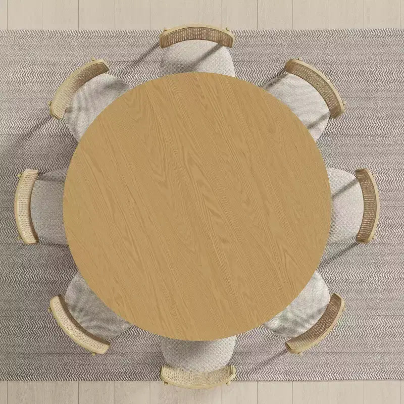 PexFix Mesa de comedor redonda de madera maciza de 152 cm de alto, mesa de cocina para 6-8 personas con tablero y base cilíndrica para sala de estar/comedor, café, oficina en color natural