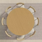 PexFix Mesa de comedor redonda de madera maciza de 152 cm de alto, mesa de cocina para 6-8 personas con tablero y base cilíndrica para sala de estar/comedor, café, oficina en color natural