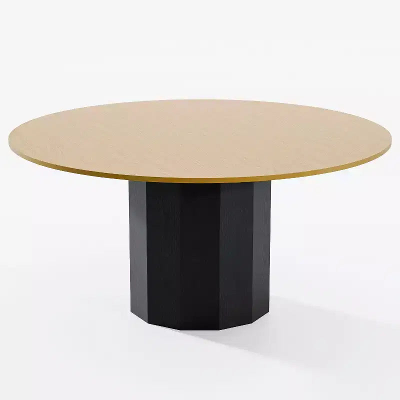 PexFix Mesa de comedor redonda de madera maciza de 152 cm de alto, mesa de cocina para 6-8 personas con tablero y base cilíndrica para sala de estar/comedor, café, oficina en color natural