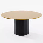 PexFix Mesa de comedor redonda de madera maciza de 152 cm de alto, mesa de cocina para 6-8 personas con tablero y base cilíndrica para sala de estar/comedor, café, oficina en color natural