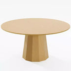 PexFix Mesa de Comedor Redonda de Madera Maciza de 60 pulgadas de Alto, Mesa de Cocina para 6-8 Personas con Tablero y Base Cónica para Sala de Estar/Comedor, Oficina, en Color Natural