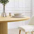 PexFix Mesa de Comedor Redonda de Madera Maciza de 60 pulgadas de Alto, Mesa de Cocina para 6-8 Personas con Tablero y Base Cónica para Sala de Estar/Comedor, Oficina, en Color Natural
