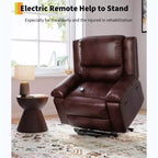 Sillón reclinable eléctrico grande con función de levantamiento - Calor y masaje, sillón reclinable eléctrico de cuero PU para personas mayores y con movilidad reducida, sillón elevador de alta resistencia