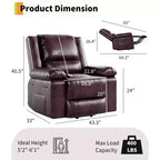 Sillón reclinable eléctrico grande con función de levantamiento - Calor y masaje, sillón reclinable eléctrico de cuero PU para personas mayores y con movilidad reducida, sillón elevador de alta resistencia