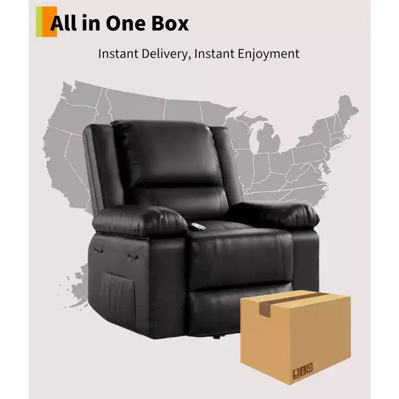 Sillón reclinable eléctrico grande con función de levantamiento - Calor y masaje, sillón reclinable eléctrico de cuero PU para personas mayores y con movilidad reducida, sillón elevador de alta resistencia