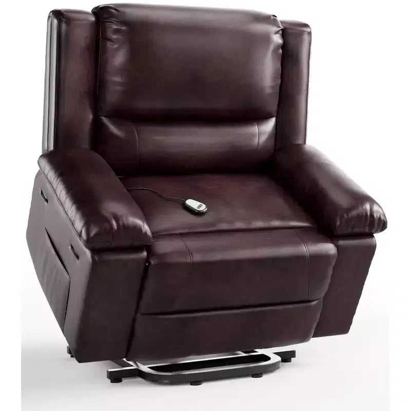 Sillón reclinable eléctrico grande con función de levantamiento - Calor y masaje, sillón reclinable eléctrico de cuero PU para personas mayores y con movilidad reducida, sillón elevador de alta resistencia