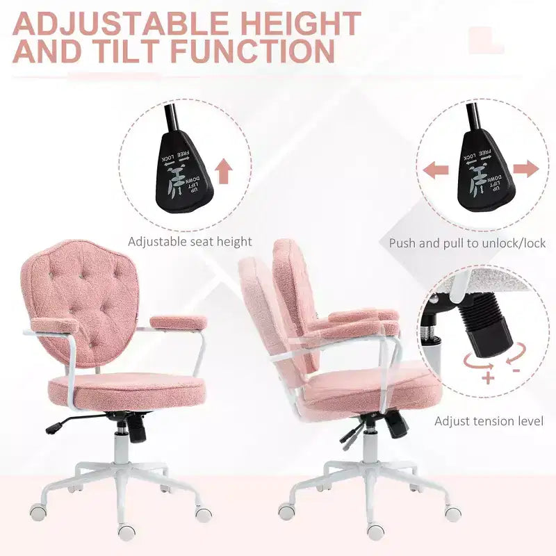 Sillas de escritorio Okak para oficina en casa, silla de tocador tapizada con altura ajustable, silla giratoria para oficina, estudio, sala de lectura