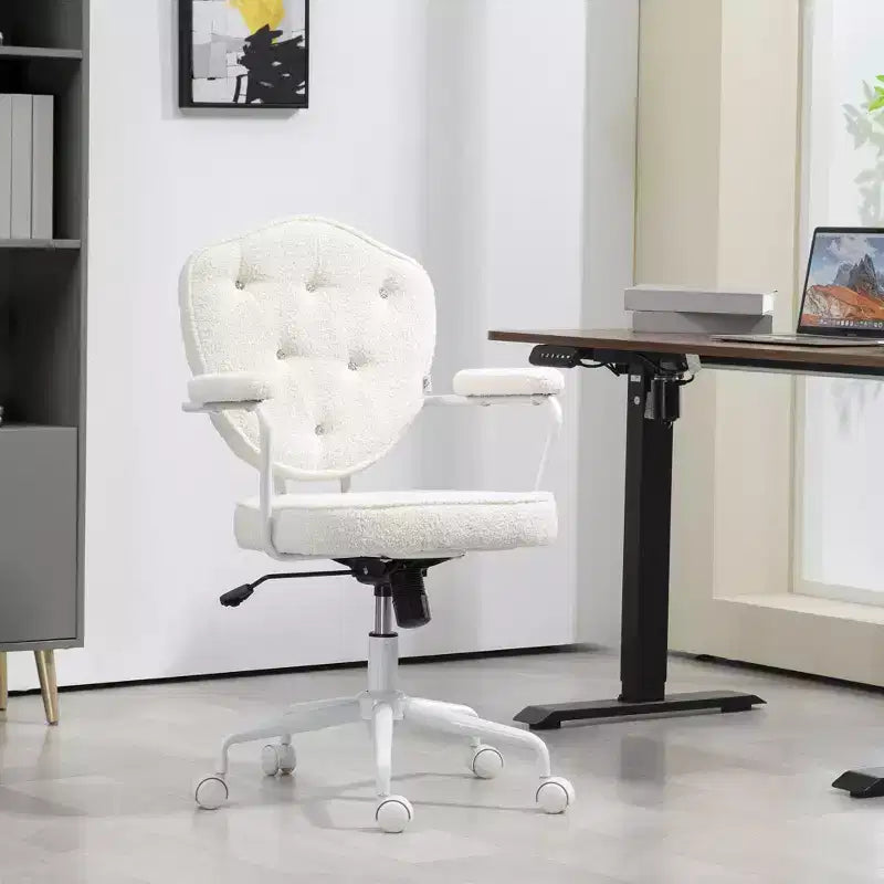 Sillas de escritorio Okak para oficina en casa, silla de tocador tapizada con altura ajustable, silla giratoria para oficina, estudio, sala de lectura