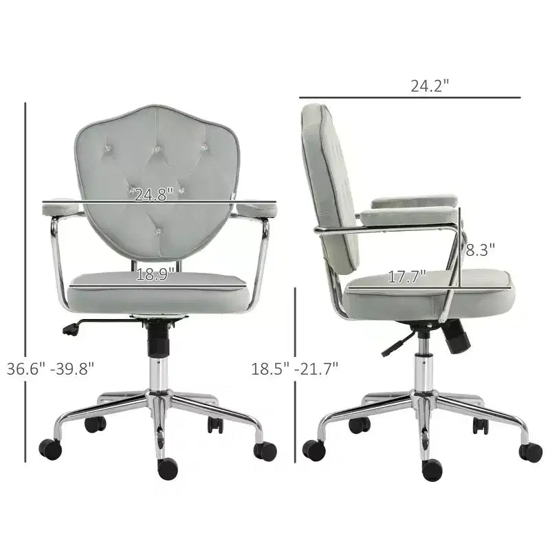 Sillas de escritorio Okak para oficina en casa, silla de tocador tapizada con altura ajustable, silla giratoria para oficina, estudio, sala de lectura