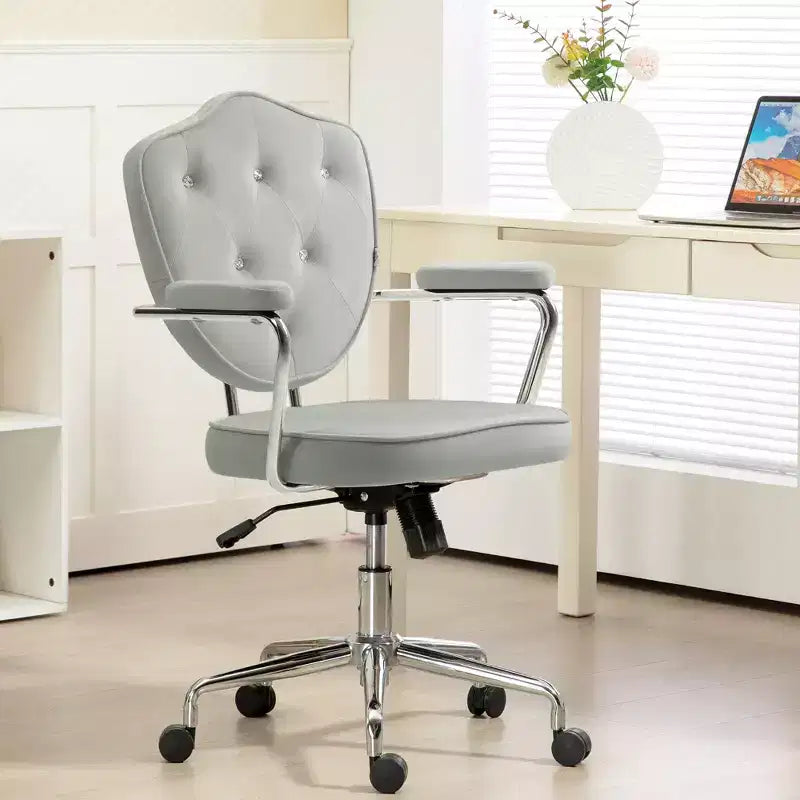 Sillas de escritorio Okak para oficina en casa, silla de tocador tapizada con altura ajustable, silla giratoria para oficina, estudio, sala de lectura