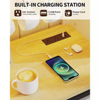 Armario de cafetería rústico de 55 pulgadas con toma de corriente y luces LED - Puerta corredera tipo granero, botellero, estación de carga USB | Negro/Marrón/Blanco