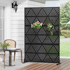 MAYEERTY Divisor de Exterior e Interior de Pantalla de Acero Galvanizado Negro Prismatico Triangular con Pantalla Decorativa de Privacidad Autónoma