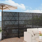 MAYEERTY Divisor de Exterior e Interior de Pantalla de Acero Galvanizado Negro Prismatico Triangular con Pantalla Decorativa de Privacidad Autónoma