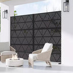 MAYEERTY Divisor de Exterior e Interior de Pantalla de Acero Galvanizado Negro Prismatico Triangular con Pantalla Decorativa de Privacidad Autónoma