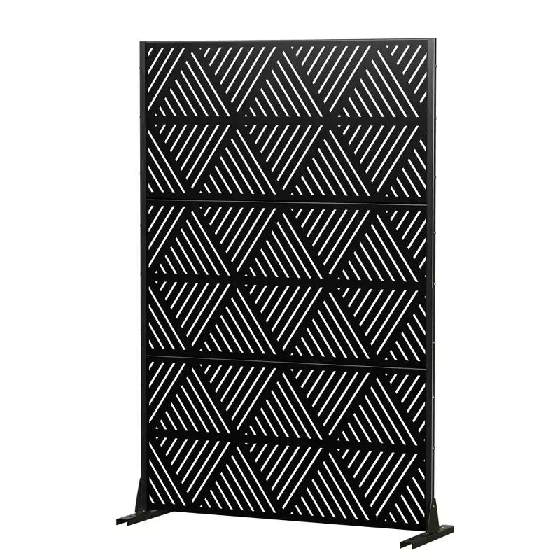 MAYEERTY Divisor de Exterior e Interior de Pantalla de Acero Galvanizado Negro Prismatico Triangular con Pantalla Decorativa de Privacidad Autónoma