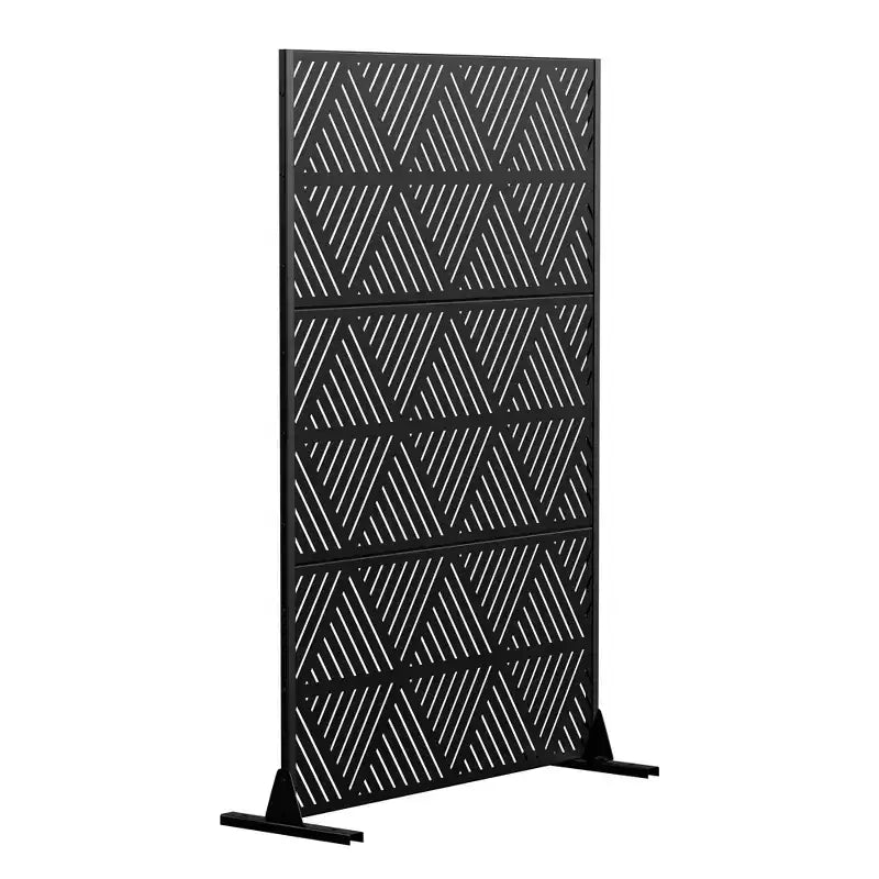MAYEERTY Divisor de Exterior e Interior de Pantalla de Acero Galvanizado Negro Prismatico Triangular con Pantalla Decorativa de Privacidad Autónoma