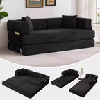 Sofá cama convertible de 78.8'' con almohadas, sofá de pana 5 en 1, sofá plegable con estructura de forma fija, no requiere montaje