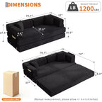 Sofá cama convertible de 78.8'' con almohadas, sofá de pana 5 en 1, sofá plegable con estructura de forma fija, no requiere montaje