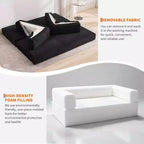 Sofá cama convertible de 78.8'' con almohadas, sofá de pana 5 en 1, sofá plegable con estructura de forma fija, no requiere montaje