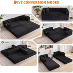 Sofá cama convertible de 78.8'' con almohadas, sofá de pana 5 en 1, sofá plegable con estructura de forma fija, no requiere montaje