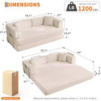 Sofá cama convertible de 78.8'' con almohadas, sofá de pana 5 en 1, sofá plegable con estructura de forma fija, no requiere montaje