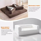 Sofá cama convertible de 78.8'' con almohadas, sofá de pana 5 en 1, sofá plegable con estructura de forma fija, no requiere montaje