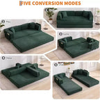 Sofá cama convertible de 78.8'' con almohadas, sofá de pana 5 en 1, sofá plegable con estructura de forma fija, no requiere montaje