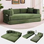 Sofá cama convertible de 78.8'' con almohadas, sofá de pana 5 en 1, sofá plegable con estructura de forma fija, no requiere montaje