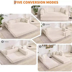 Sofá cama convertible de 78.8'' con almohadas, sofá de pana 5 en 1, sofá plegable con estructura de forma fija, no requiere montaje