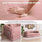 Sofá cama convertible de 78.8'' con almohadas, sofá de pana 5 en 1, sofá plegable con estructura de forma fija, no requiere montaje