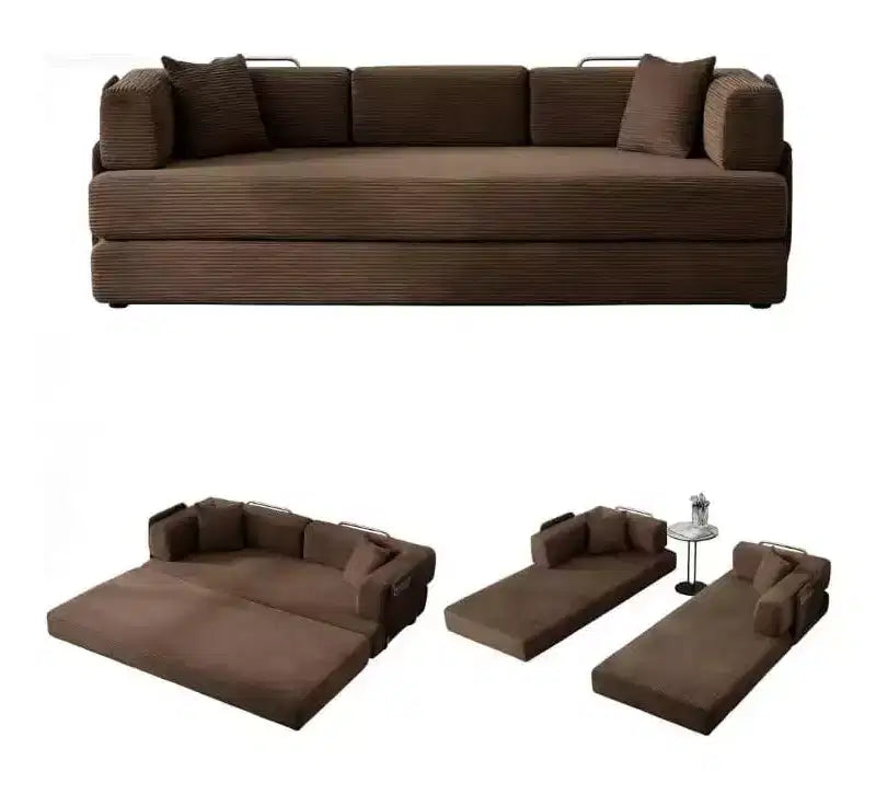 Sofá cama convertible de 78.8'' con almohadas, sofá de pana 5 en 1, sofá plegable con estructura de forma fija, no requiere montaje